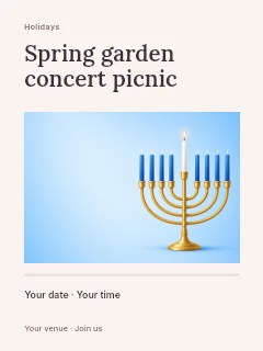 Spring garden concert picnic poster template · Title & photograph