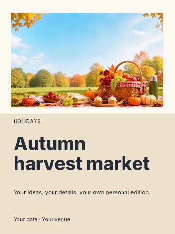 Autumn harvest market invitation template