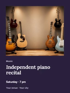 Independent piano recital invitation template · Gallery editorial