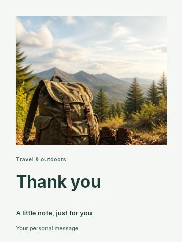 Mountain hiking weekend greeting card template
