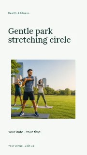 Gentle park stretching circle instagram story template · Modern programme