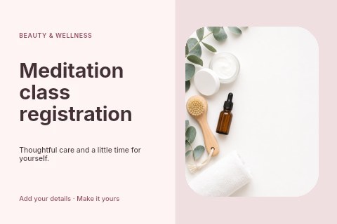 Meditation class registration postcard template