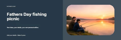 Fathers Day fishing picnic banner template
