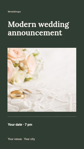 Modern wedding announcement instagram story template