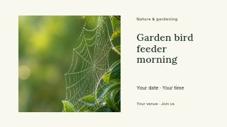 Garden bird feeder morning presentation cover template · Horizontal photo dialogue
