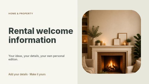Rental welcome information presentation cover template