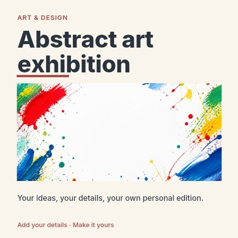 Abstract art exhibition social media post template