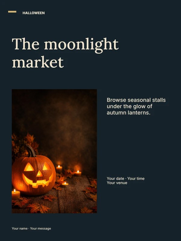 Halloween night market photo layout poster template