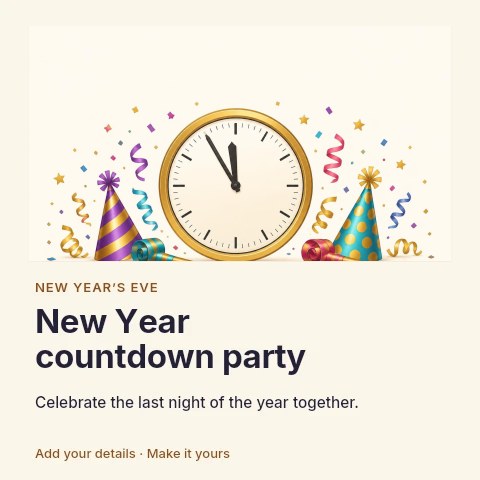New Year countdown party social media post template