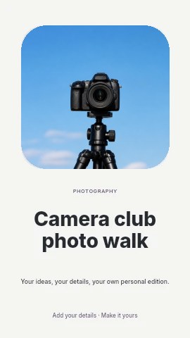 Camera mounted on tripod against sky in Camera club photo walk instagram story template