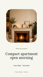 Compact apartment open morning instagram story template · Picture window