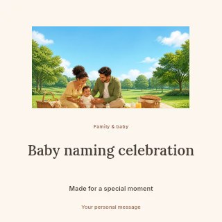Baby naming celebration social media post template · Picture window