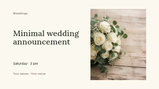 Minimal wedding announcement presentation cover template · Horizontal photo dialogue