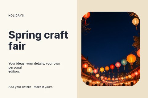 Colorful lanterns at night festival in Spring craft fair postcard template