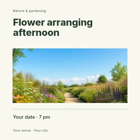 Flower arranging afternoon social media post template