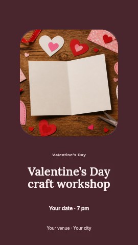 Valentine’s Day craft workshop instagram story template