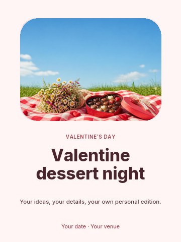 Valentine dessert night invitation template