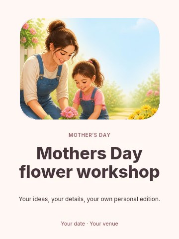 Mothers Day flower workshop poster template