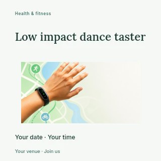Low impact dance taster social media post template · Modern programme