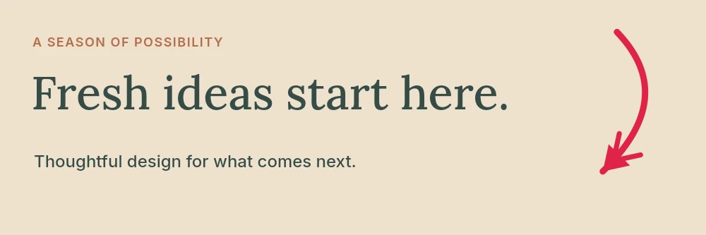 South-west curve arrow · double head in Season of fresh ideas · Creative banner