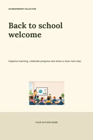 Back to school welcome · Ribbon book cover template