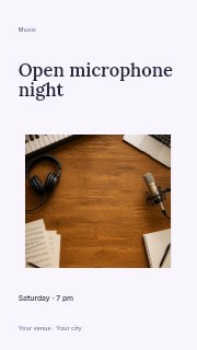 Open microphone night instagram story template · Modern programme