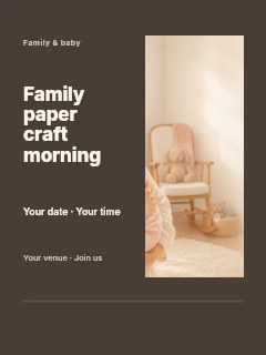 Family paper craft morning poster template · Split portrait