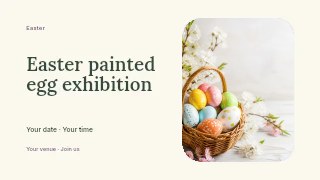 Easter painted egg exhibition presentation cover template · Horizontal photo dialogue