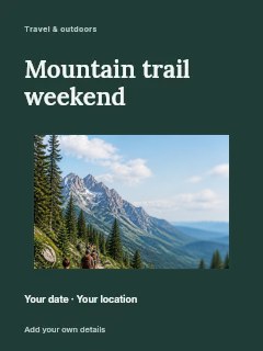 Group hiking on mountain trail in Mountain trail weekend · Modern programme