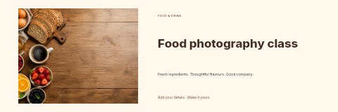 Food photography class banner template
