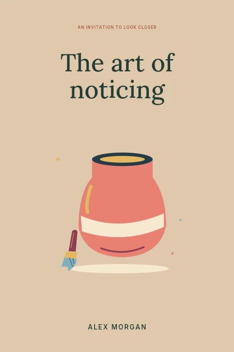Handmade clay pot and artist brush in The art of noticing · Book cover