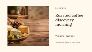 Roasted coffee discovery morning presentation cover template · Horizontal photo dialogue