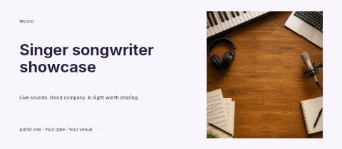 Singer songwriter showcase event ticket template