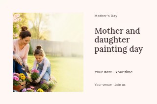 Mother and daughter painting day postcard template · Horizontal photo dialogue