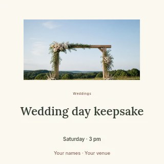 Wedding day keepsake social media post template · Picture window