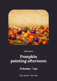 Colorful Halloween Candy Assortment in Pumpkin painting afternoon · Picture window