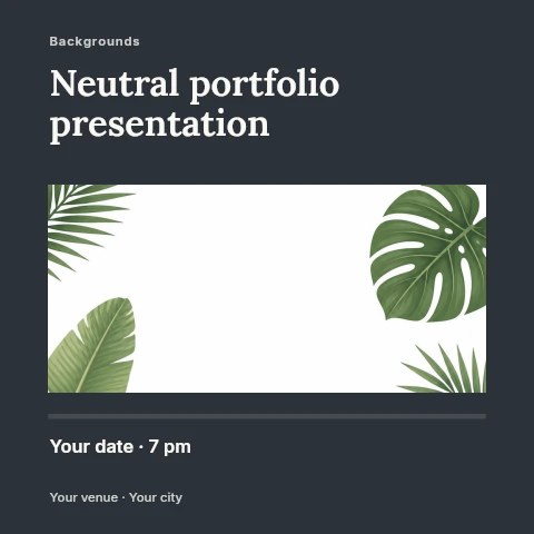 Green tropical leaves border frame in Neutral portfolio presentation social media post template
