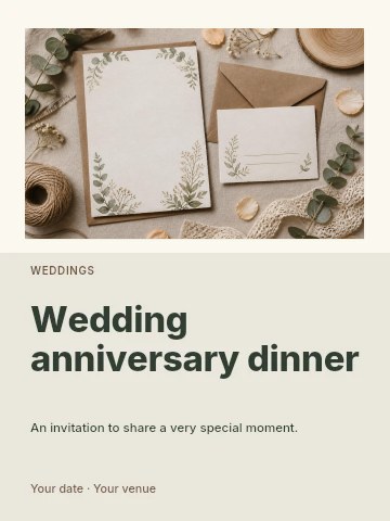 Wedding anniversary dinner invitation template