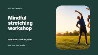 Mindful stretching workshop youtube thumbnail template · Horizontal photo dialogue