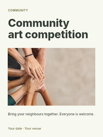 Diverse Group Hands Joined in Unity in Community art competition poster template