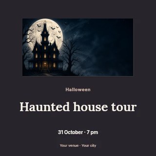 Haunted house tour social media post template · Picture window