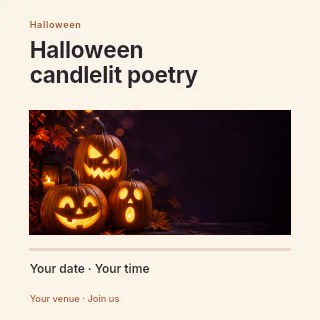 Halloween candlelit poetry social media post template · Title & photograph