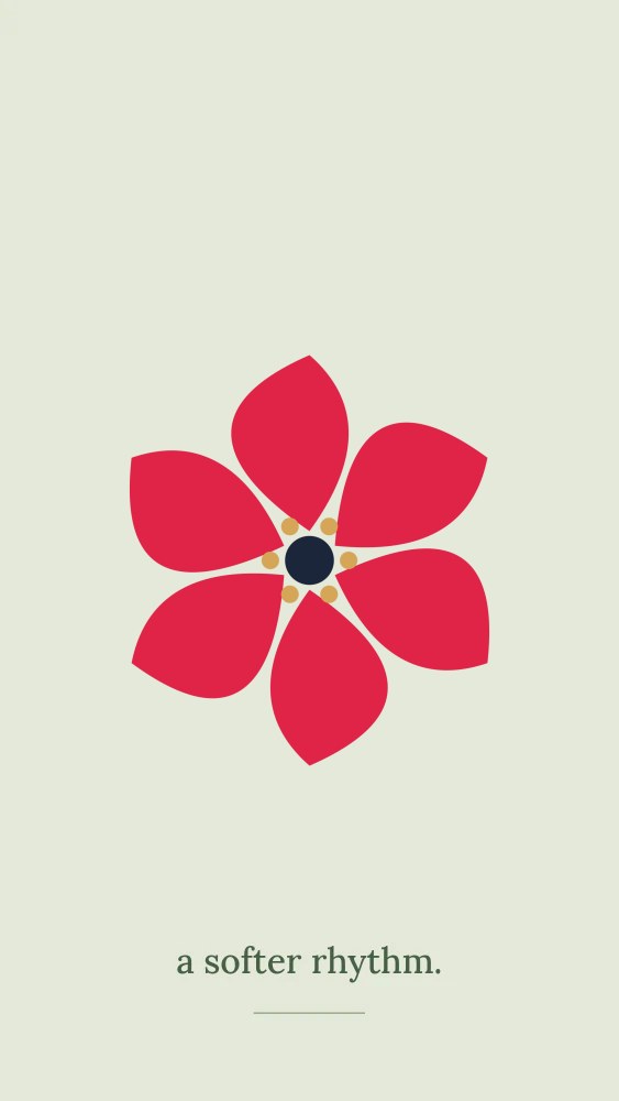 Teardrop flower · 6 petals and stamen centre in A softer rhythm · Botanical wallpaper