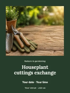 Houseplant cuttings exchange poster template · Quiet photo gallery