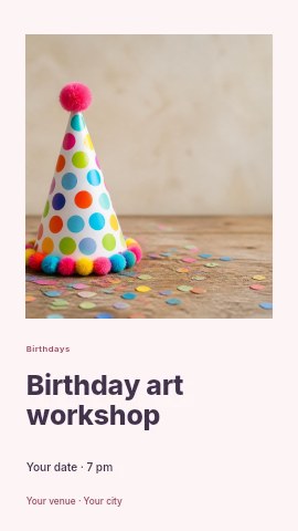 Birthday art workshop instagram story template