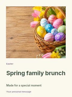 Colorful Easter eggs in basket with flowers in Spring family brunch · Gallery editorial