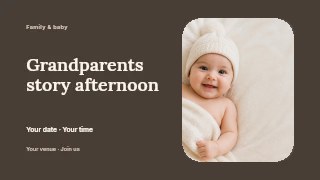 Grandparents story afternoon presentation cover template · Horizontal photo dialogue