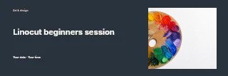 Linocut beginners session banner template · Horizontal photo dialogue
