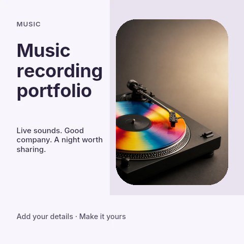 Music recording portfolio social media post template