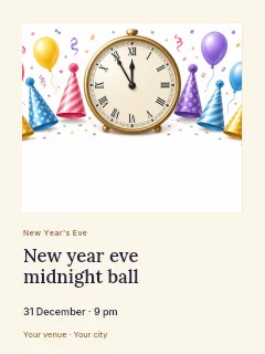New Year Eve midnight ball greeting card template · Gallery editorial